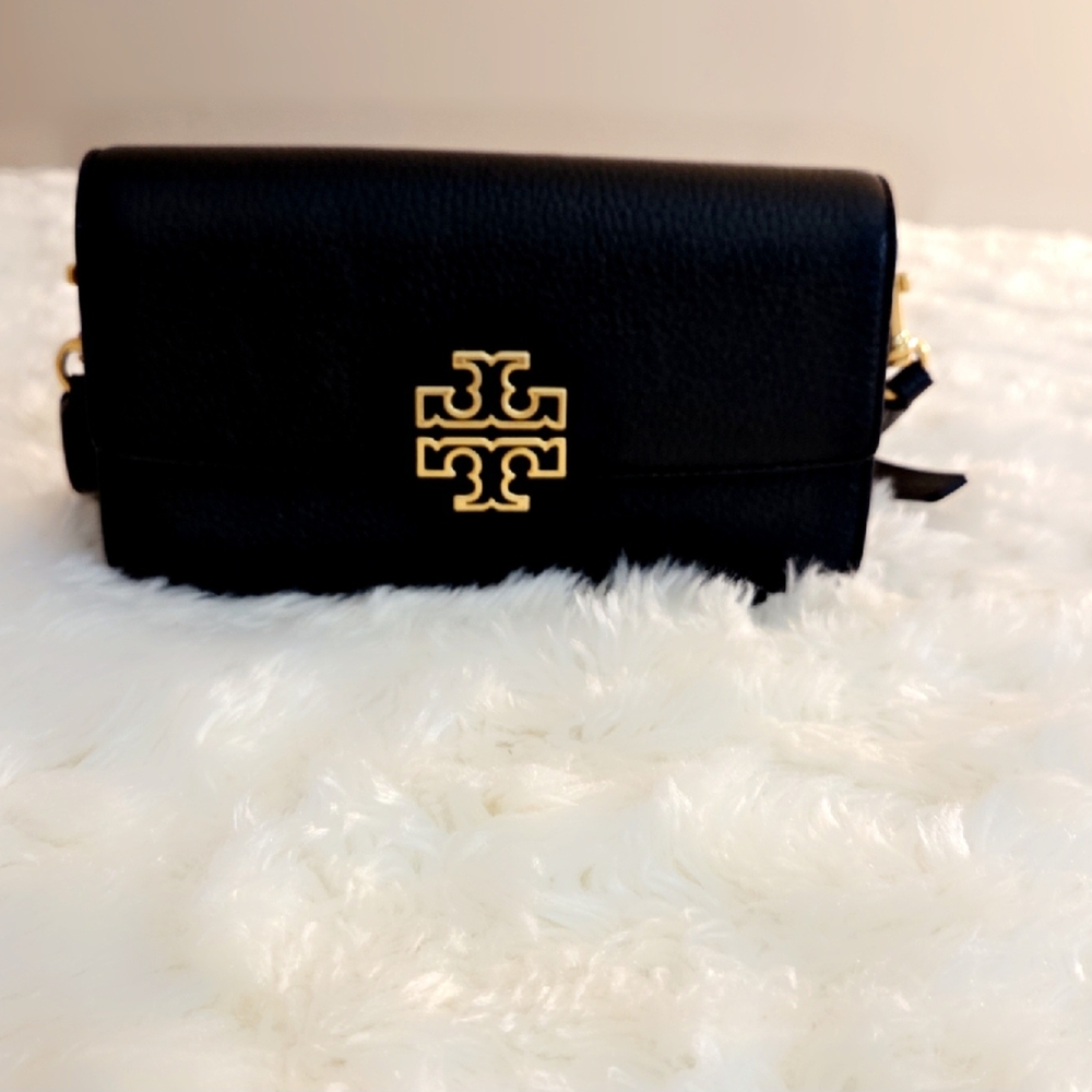 Tory Burch Black Crossbody Bag with Gold Logo